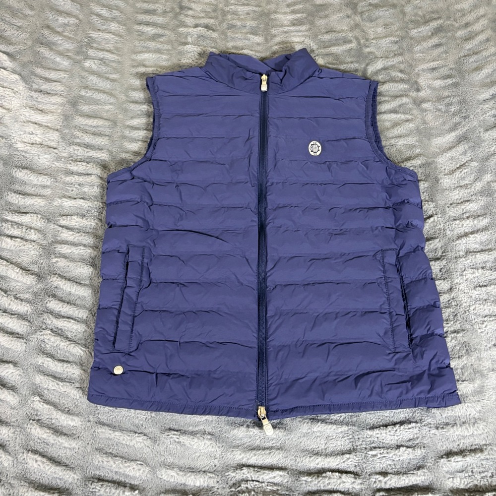 Peter Millar Crown Crafted Stitchless Baffle Vest Navy Blue Mens Medium AR696